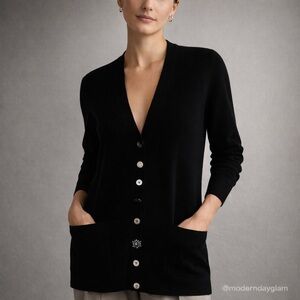 Marc Jacobs Black Cardigan BROOCH BUTTON style Sweater Designer old money